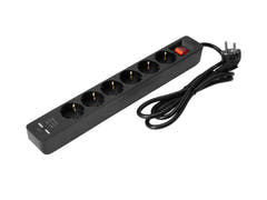 EUROLITE Distributor ON-1 6-faldig + 2 USB svart