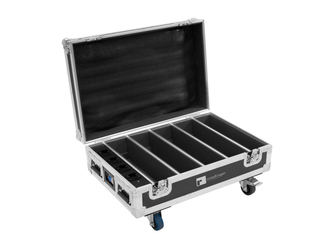 ROADINGER Flightcase 4x AKKU BAR-6 Glow QCL Flex QuickDMX med laddningsfunktion