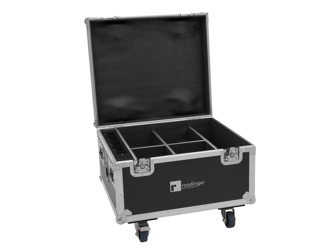 ROADINGER Flightcase 4x AKKU IP PAR 7 QCL WDMX med laddningsfunktion