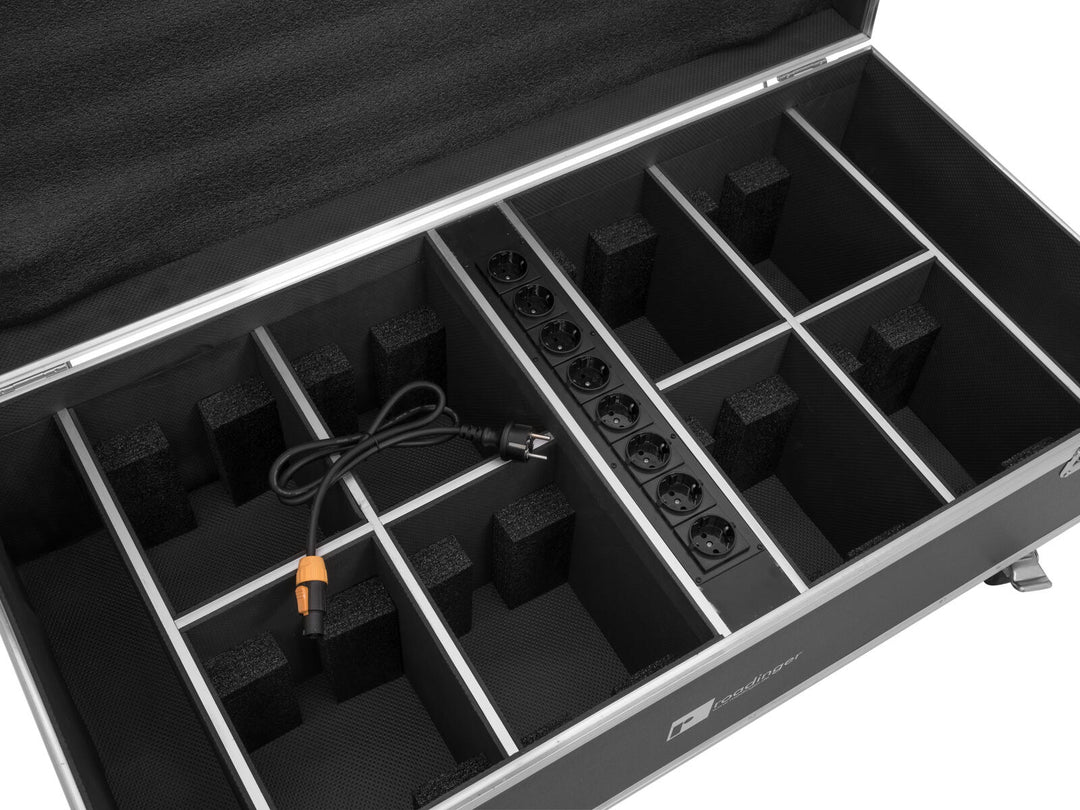 ROADINGER Flightcase 8x AKKU IP PAR 7 QCL WDMX med laddningsfunktion