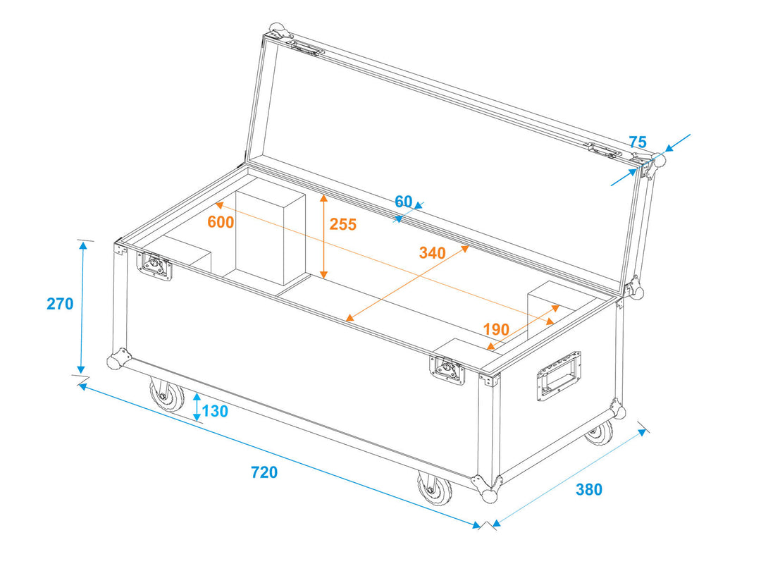 ROADINGER Flightcase 1x LED SL-350/SL-160 med hjul