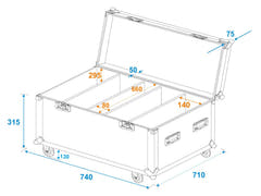 ROADINGER Flightcase 4x LED PLL-480 med hjul