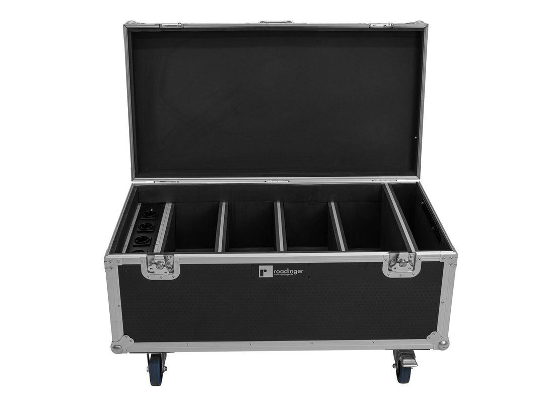 ROADINGER Flightcase 4x AKKU Multiflood IP 8x10W RGBW Wash CRMX med laddningsfunktion