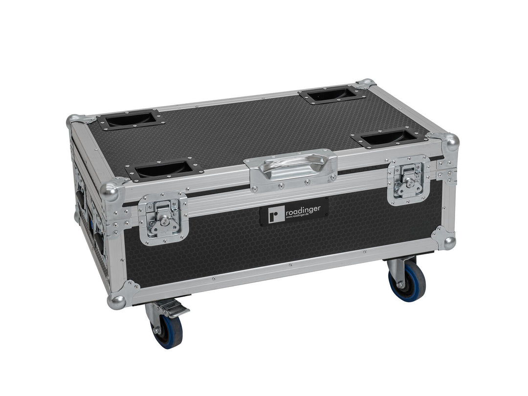 ROADINGER Flightcase 6x AKKU UP-4 QCL Spot QuickDMX MK2 med laddningsfunktion och hjul