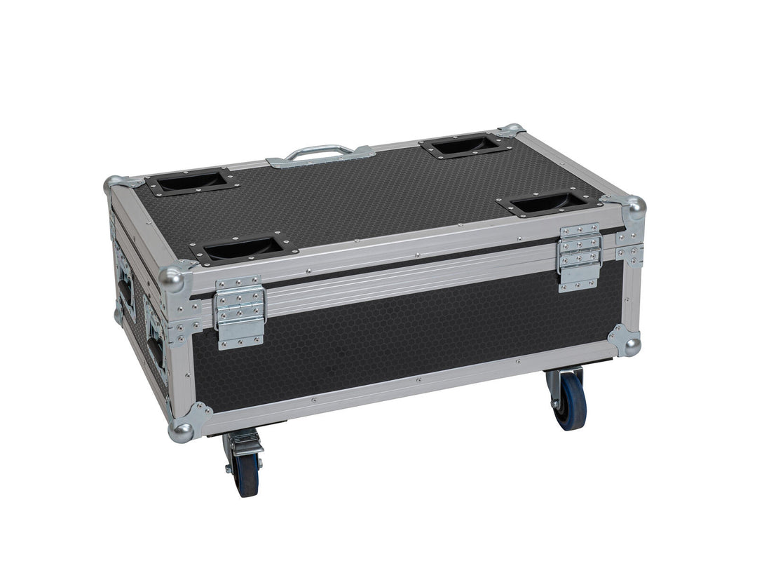 ROADINGER Flightcase 6x AKKU UP-4 QCL Spot QuickDMX MK2 med laddningsfunktion och hjul
