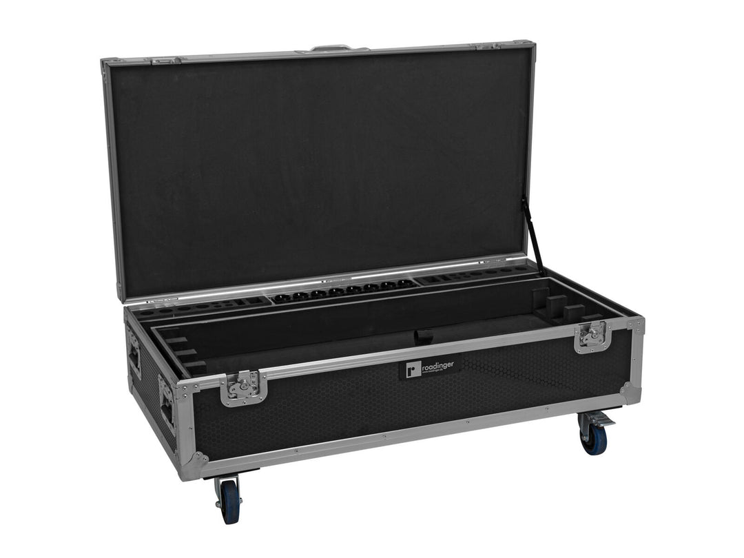 ROADINGER Flightcase 8x AKKU IP Pixel Tube 360° PRO CRMX med laddningsfunktion och hjul