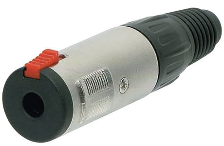 GEWA 6,3 mm stereo-jackkontakt med lås och dragavlastning