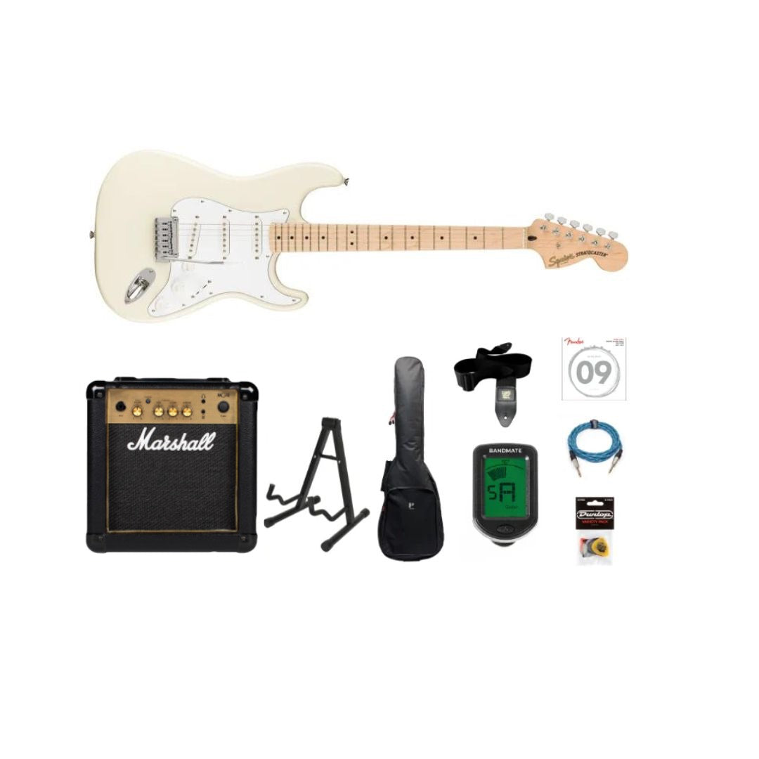 Fender Squier Affinity Stratocaster elgitarr startpaket (Olympic White)