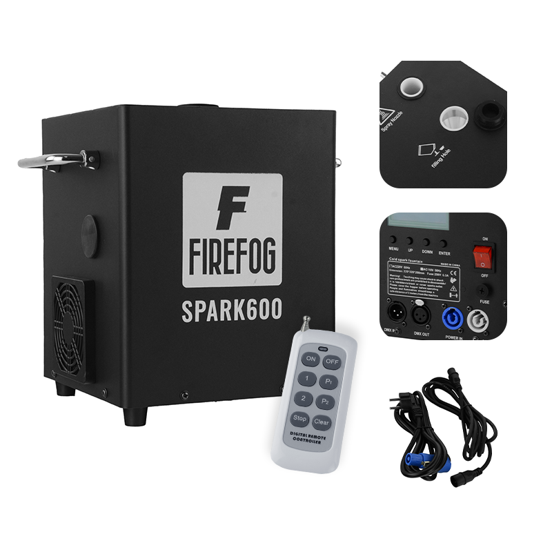 Firefog SPARK600 gnistmaskin med kalla gnistor och DMX