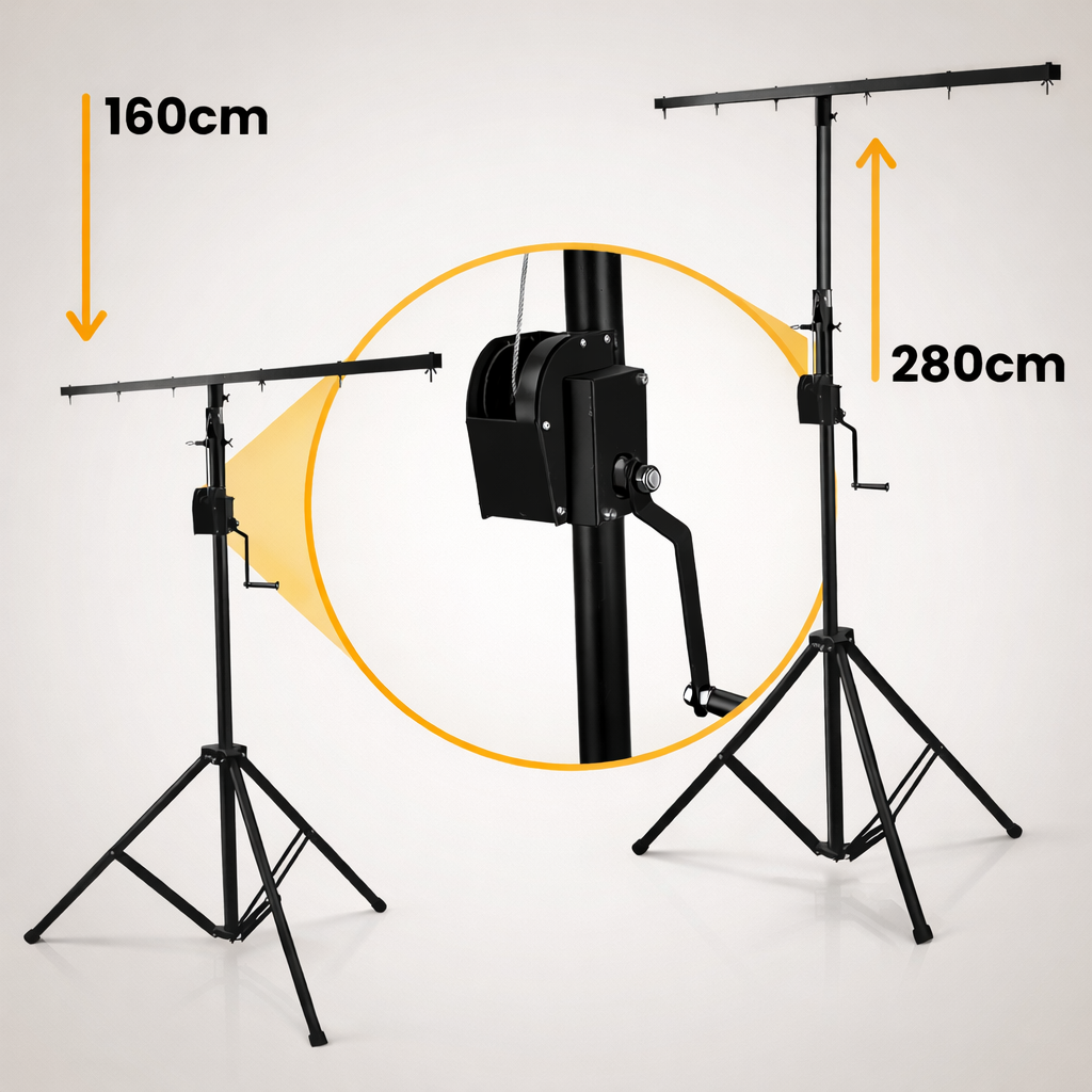 Hardman LS2 wind-up-ljusstativ, 1,6 till 2,8 m, 50 kg