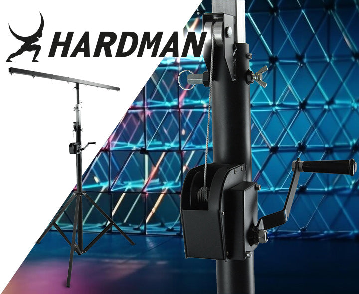 Hardman LS3 wind-up-ljusstativ, 1,7 till 4,3 m, 65 kg