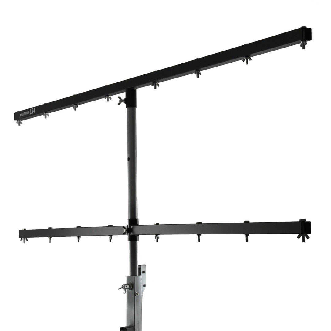Hardman LS4 wind-up-ljusstativ med dubbel tvärstång, 1,7 till 4,3 m
