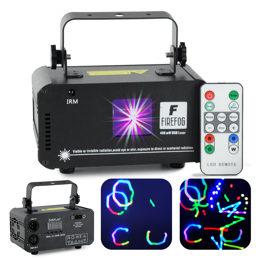 Firefog RGB disco laser 400 mW med DMX och fjärrkontroll