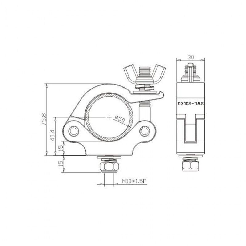 Half Coupler, svart (48-51mm 200 kg)