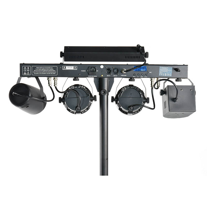 LIGHT4ME T-BAR LASER STROBE LED PAR DERBY UV IR multieffekt