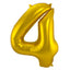 4-formad nummerfolieballong (guld, 86 cm)