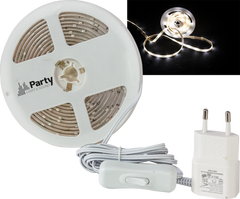 Party Light & Sound LED Strip (vit, 3m)
