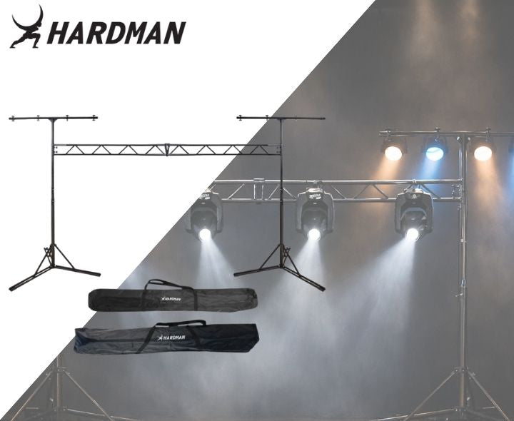 Hardman SDLS8 ljusbrygga på stativ, 3,5 m hög och 3 m bred, två väskor