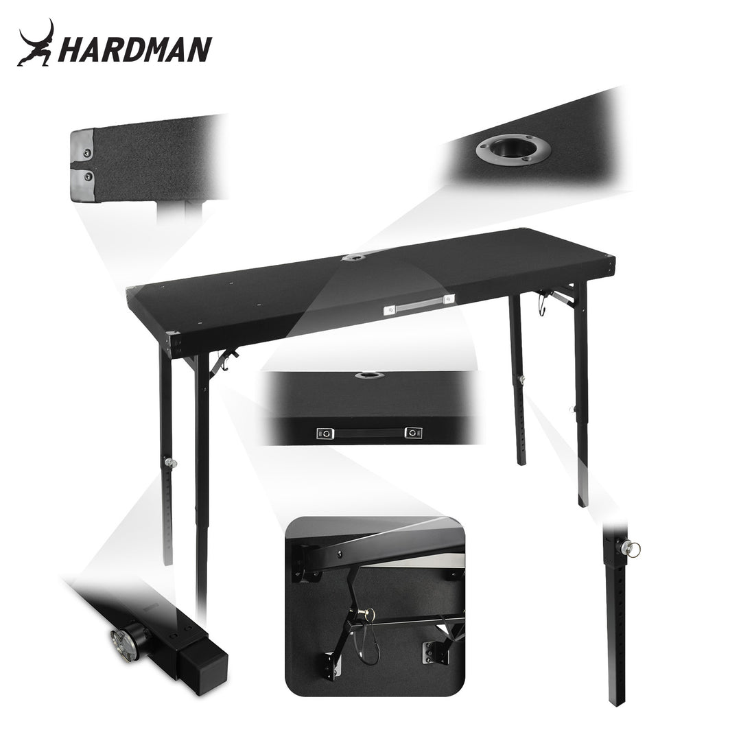 Hardman DTS1 hopfällbart DJ-bord, 154 x 52 cm, med väska