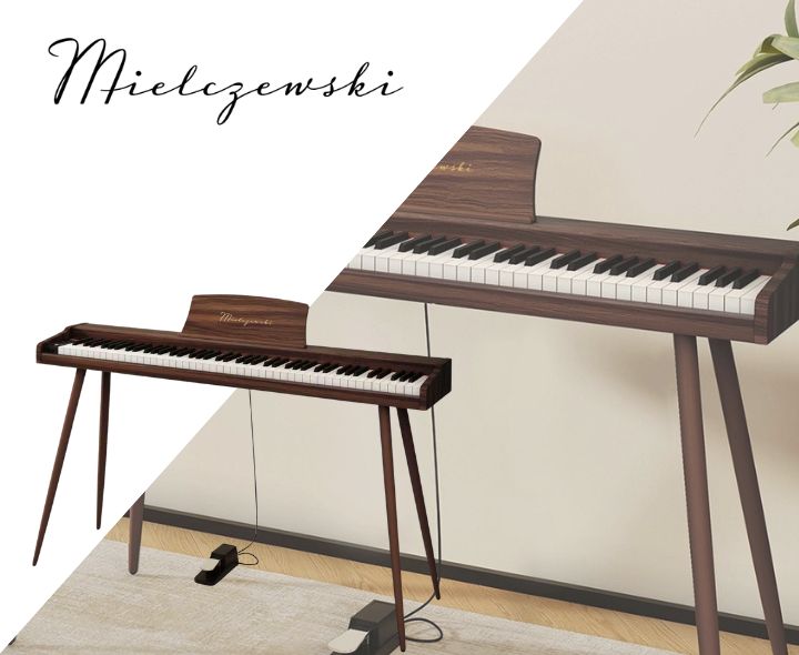 Mielczewski digitalpiano med metallben, brun