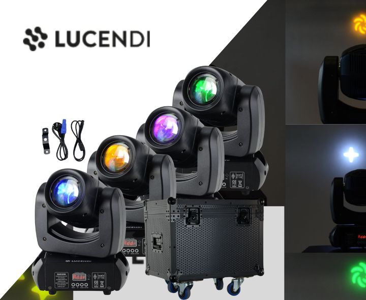 Lucendi BEAM100 moving head, set med 4 st och case