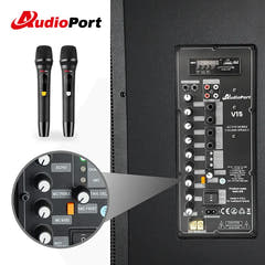 Audioport V15 transportabel Aktiv högtalare 500 W med 2 mikrofoner