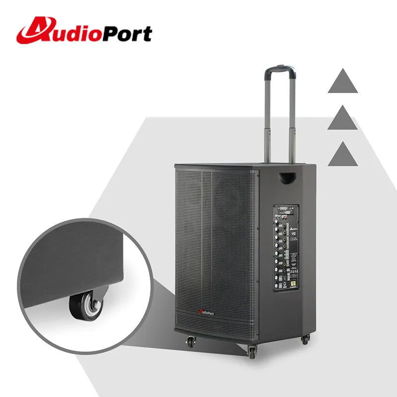 Audioport V12 transportabel aktiv högtalare 350 W med 2 mikrofoner