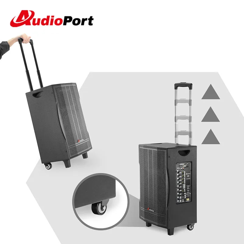 Audioport V12 transportabel aktiv högtalare 350 W med 2 mikrofoner