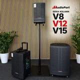 Audioport V12 transportabel aktiv högtalare 350 W med 2 mikrofoner