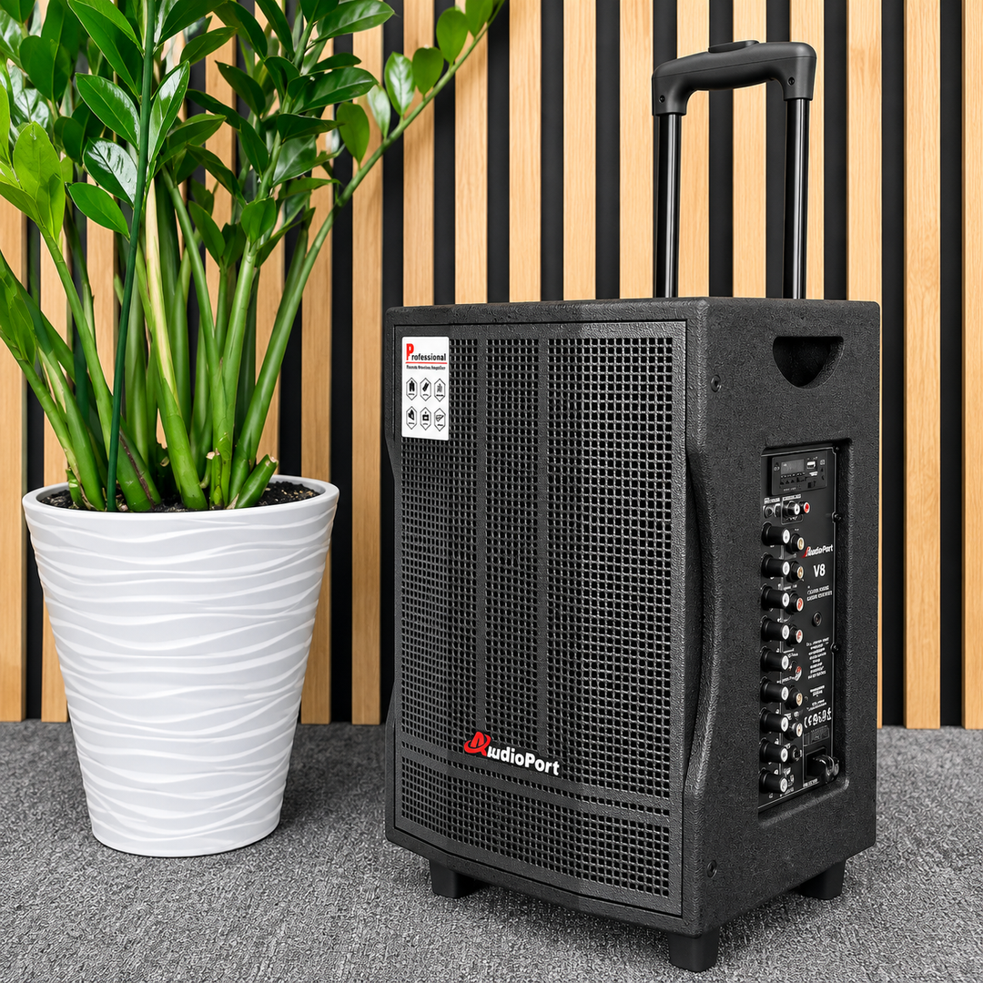 Audioport V8 transportabel aktiv högtalare 250 W med 2 mikrofoner