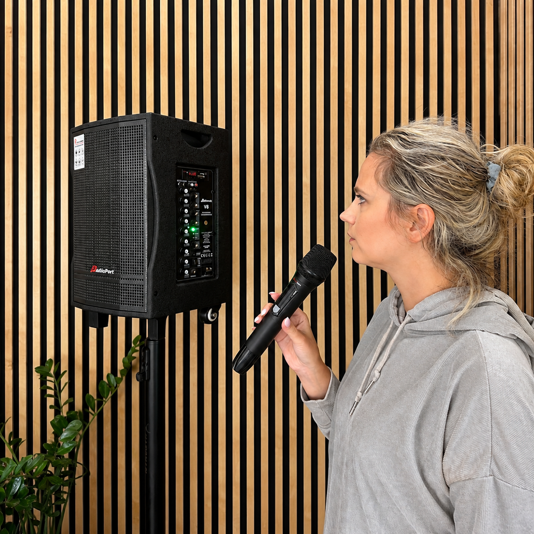 Audioport V8 transportabel aktiv högtalare 250 W med 2 mikrofoner