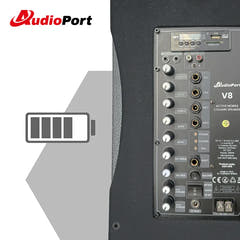 Audioport V8 transportabel aktiv högtalare 250 W med 2 mikrofoner