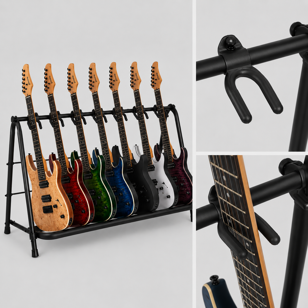 Hardman gitarrstativ för 7 gitarrer, hopfällbart