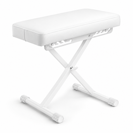 Hardman SB006 hopfällbar pianopall, vit, justerbar från 45 till 63 cm