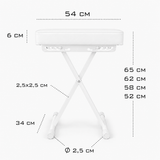 Hardman SB006 hopfällbar pianopall, vit, justerbar från 45 till 63 cm