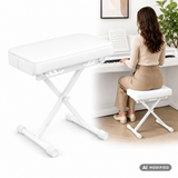 Hardman SB006 hopfällbar pianopall, vit, justerbar från 45 till 63 cm