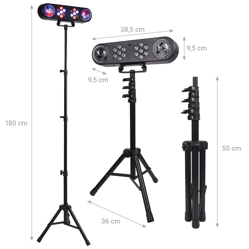 LIGHT4ME MAGIC BAR diskokulleeffekt LED PAR + stativ + fjärrkontroll