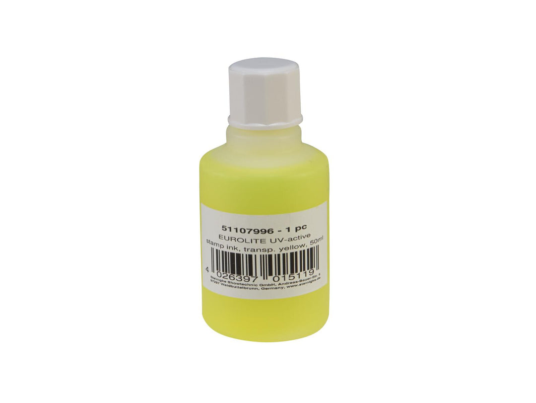 EUROLITE UV-aktivt stämpelbläck, transparent gult, 50ml