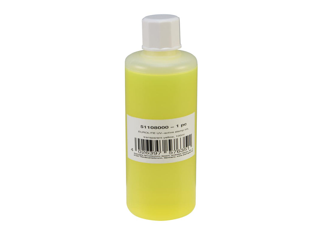 EUROLITE UV-active stämpelfärg, transparent gul, 100ml