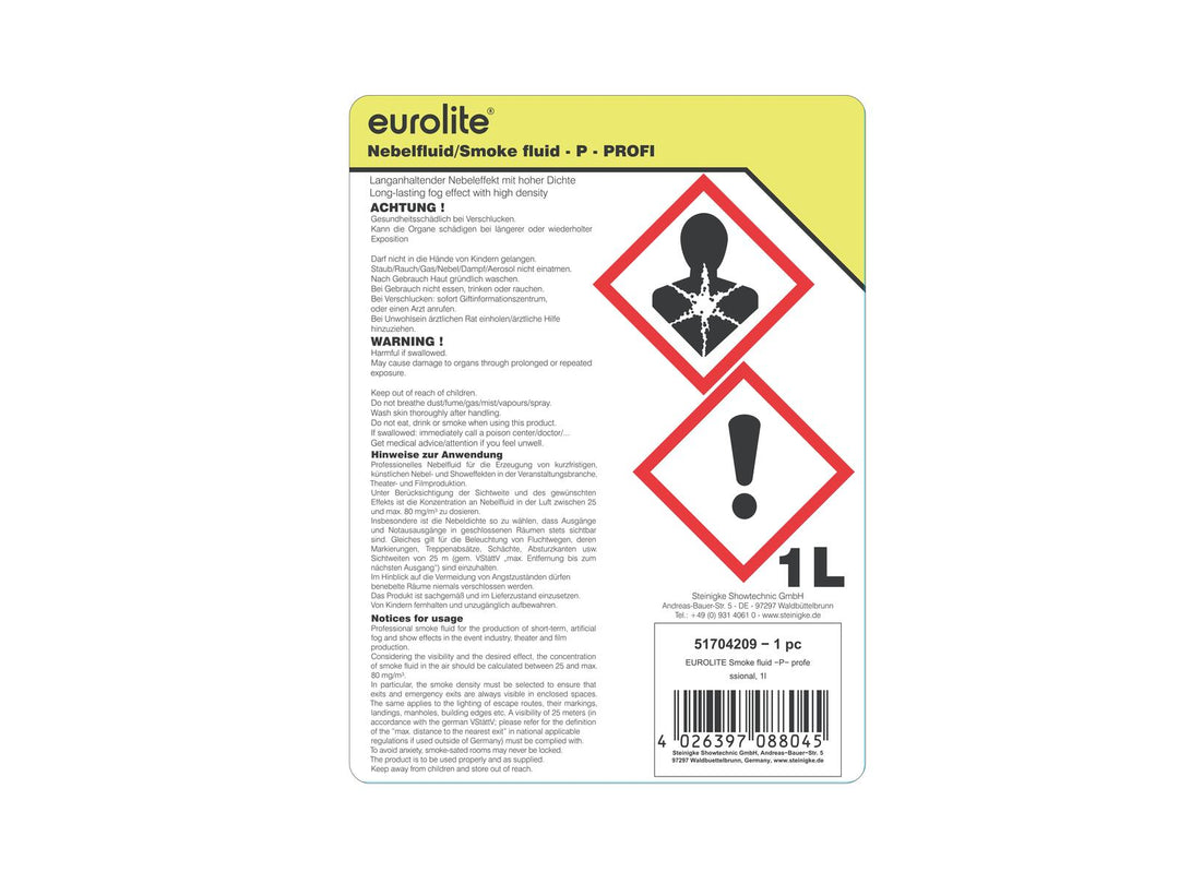 EUROLITE SMOKE FLUID -P- Professional, 1 l rökmaskinsvätska
