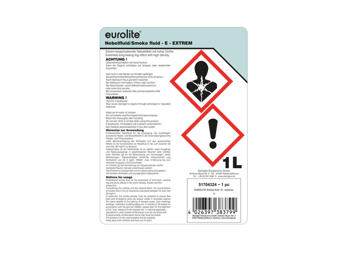 EUROLITE SMOKE FLUID -E- Extreme, 1 l rökmaskinsvätska