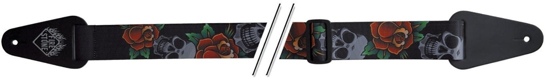 GEWA gitarrremmar F&S Tattoo-Edition - Dödskallar och rosor svart