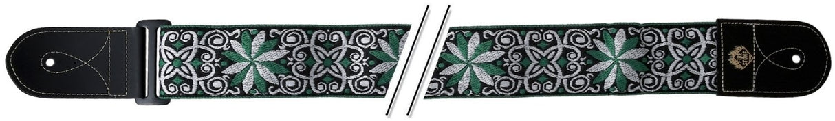 GEWA gitarrremmar F&S Folk Jacquard - grön-vit
