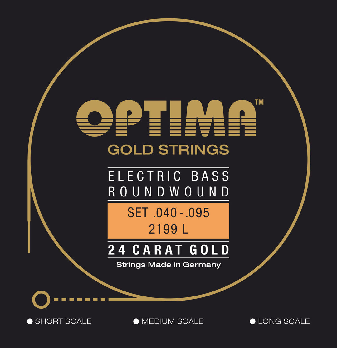 Optima E-Bass-strängar Gold Strings roundwound long scale - set 4-strängar light (2199L)