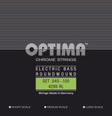 Optima E-bassträngar Chrome Strings rundspunna lång skala - Set 4-string reg-light (4299L)