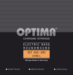 Optima E-bassträngar Chrome Strings. Rundspunna kort skala - Set 4199S (4-str. short-scale)