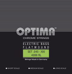 Optima elbassträngar Chrome Strings Flat Wound medium scale - Set (4099M)