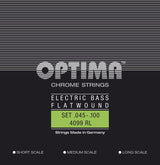Optima elbassträngar Chrome Strings Flat Wound medium scale - Set (4099M)