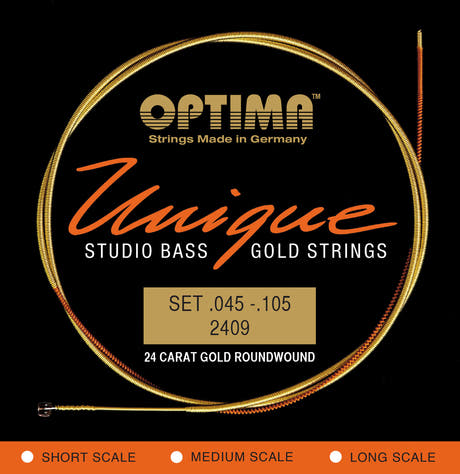 Optima E-Bass-strängar Unique studio golden strings – 4-str. super long sc. (2409SL)