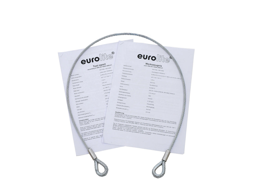 EUROLITE Stållina 1000x6 mm silver med kaus